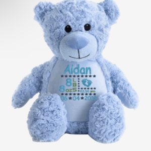 Blue Bear Birth Block Design Blue